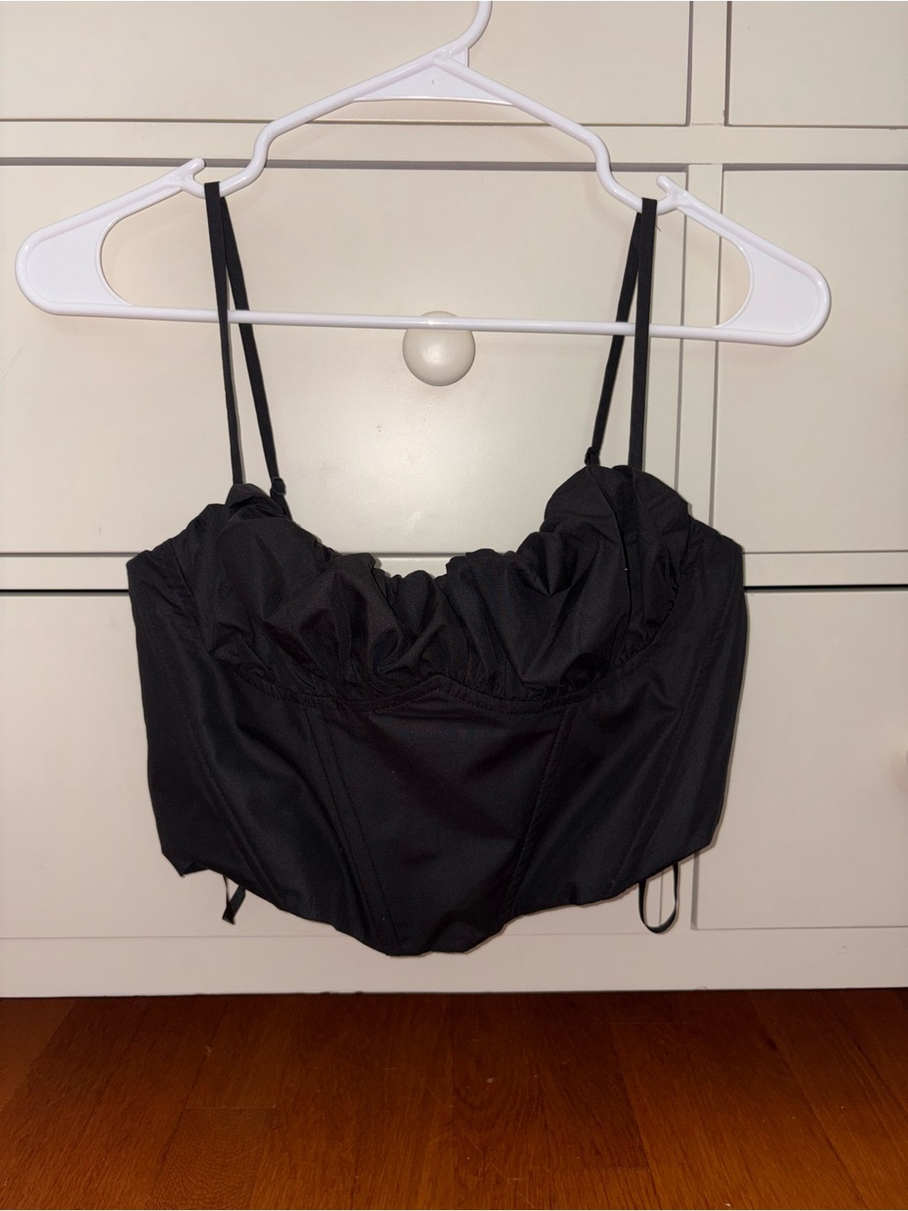 Aqua Black Ruched Bustier Crop Top